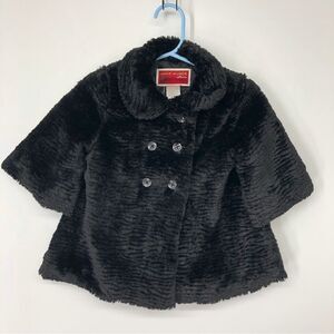 Janie and Jack Black Faux Fur Coat